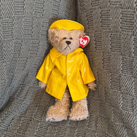 Ty Attic Treasures Gordon™ Bear Yellow Raincoat & Hat Plush w/ Tag | Vintage Col - Picture 1 of 5